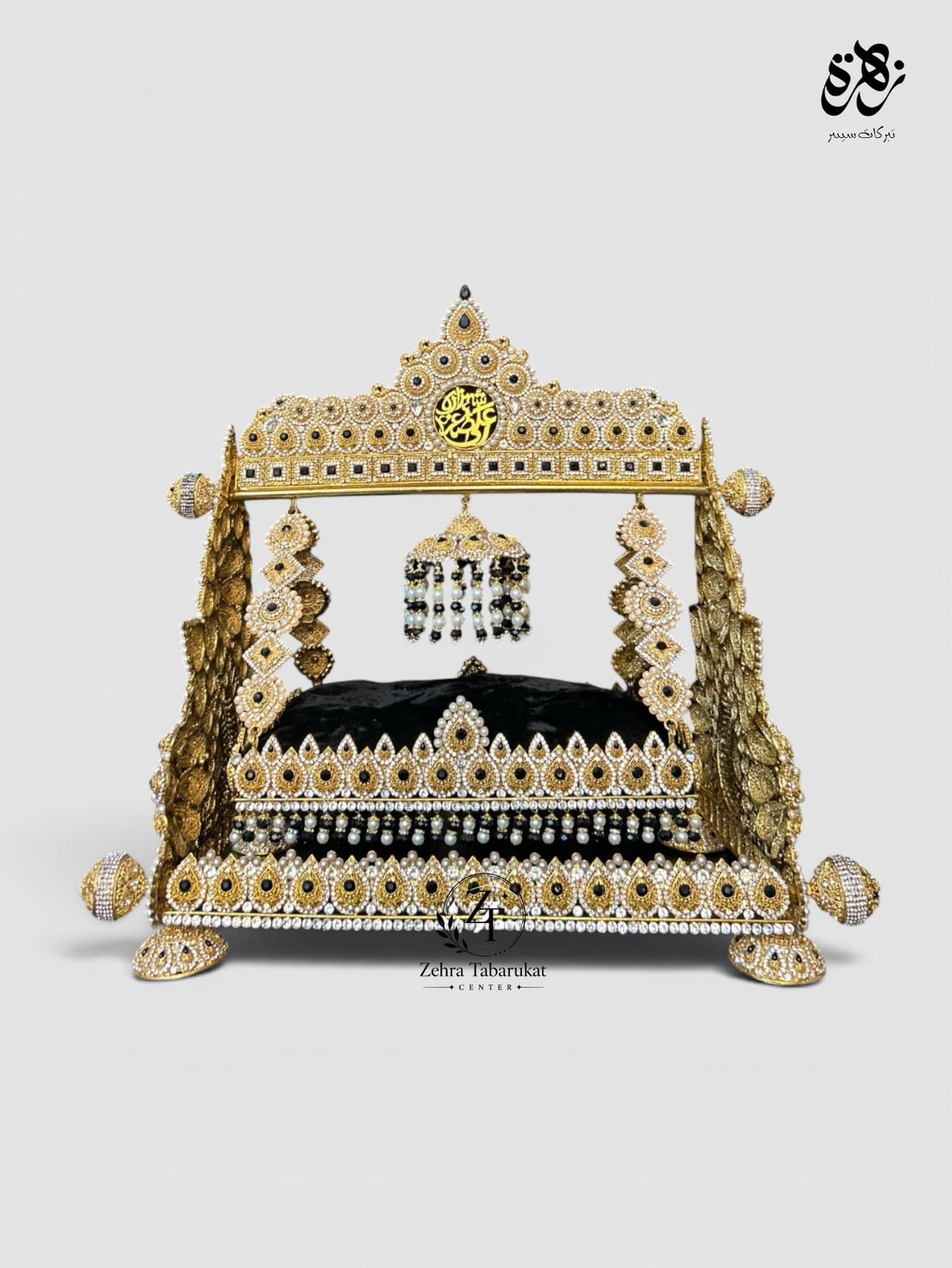 Handcrafted Jhoola of Shahzada Ali Asghar (AS) is a ceremonial swing designed for Azakhana. Featuring traditional "Manjus" or "Kashi" stone work for Majlis setup or Baramdagi in Juloos🏴🏴🏴