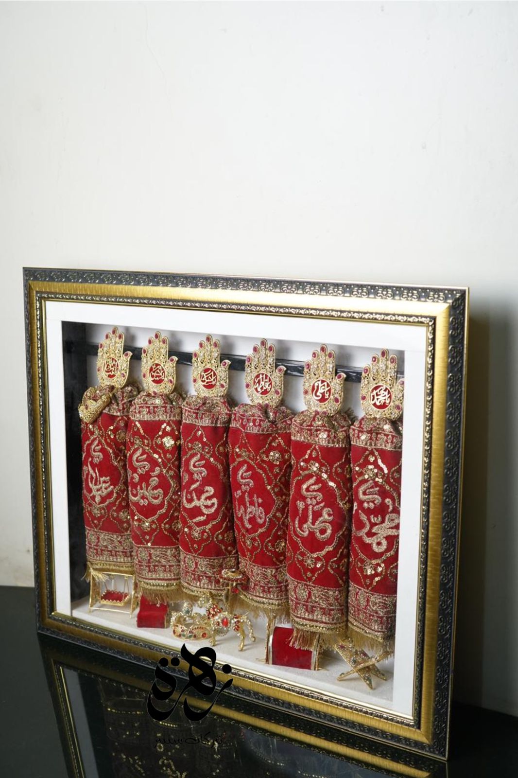 Bring Home the Blessings of Punjatan A.S in Wooden Frame Red Patke & Kashi Work Punje