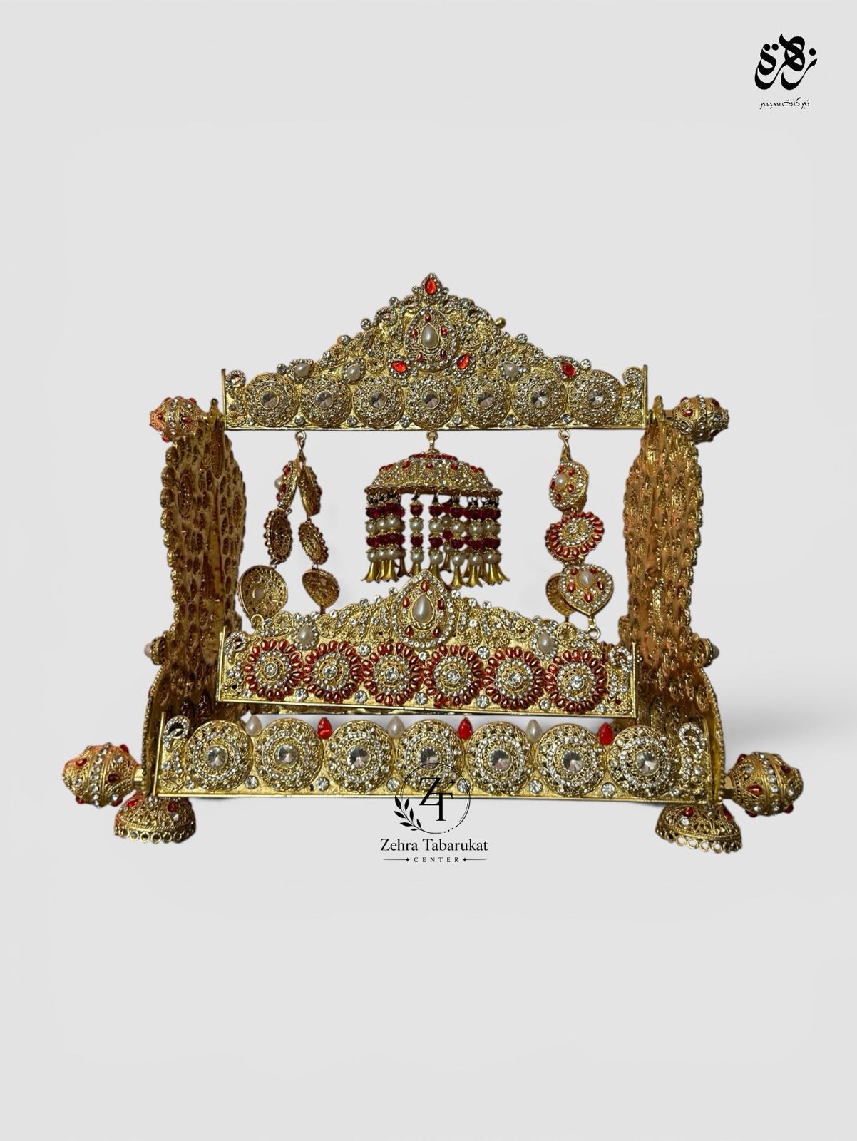 Handcrafted Jhoola of Shahzada Ali Asghar (AS) is a ceremonial swing designed for Azakhana. Featuring traditional "Manjus" or "Kashi" stone work for Majlis setup or Baramdagi in Juloos🏴🏴🏴🏴