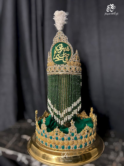 Mehndi Shahzada Qasim AS | Taaj Material Kashi & Work Green Stones With Golden Thal
