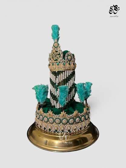 Mehndi Shahzada Qasim AS | Taaj Material Kashi & Work Green Stones With Golden Thal