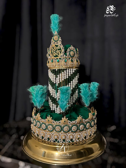 Mehndi Shahzada Qasim AS | Taaj Material Kashi & Work Green Stones With Golden Thal