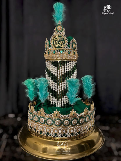Mehndi Shahzada Qasim AS | Taaj Material Kashi & Work Green Stones With Golden Thal