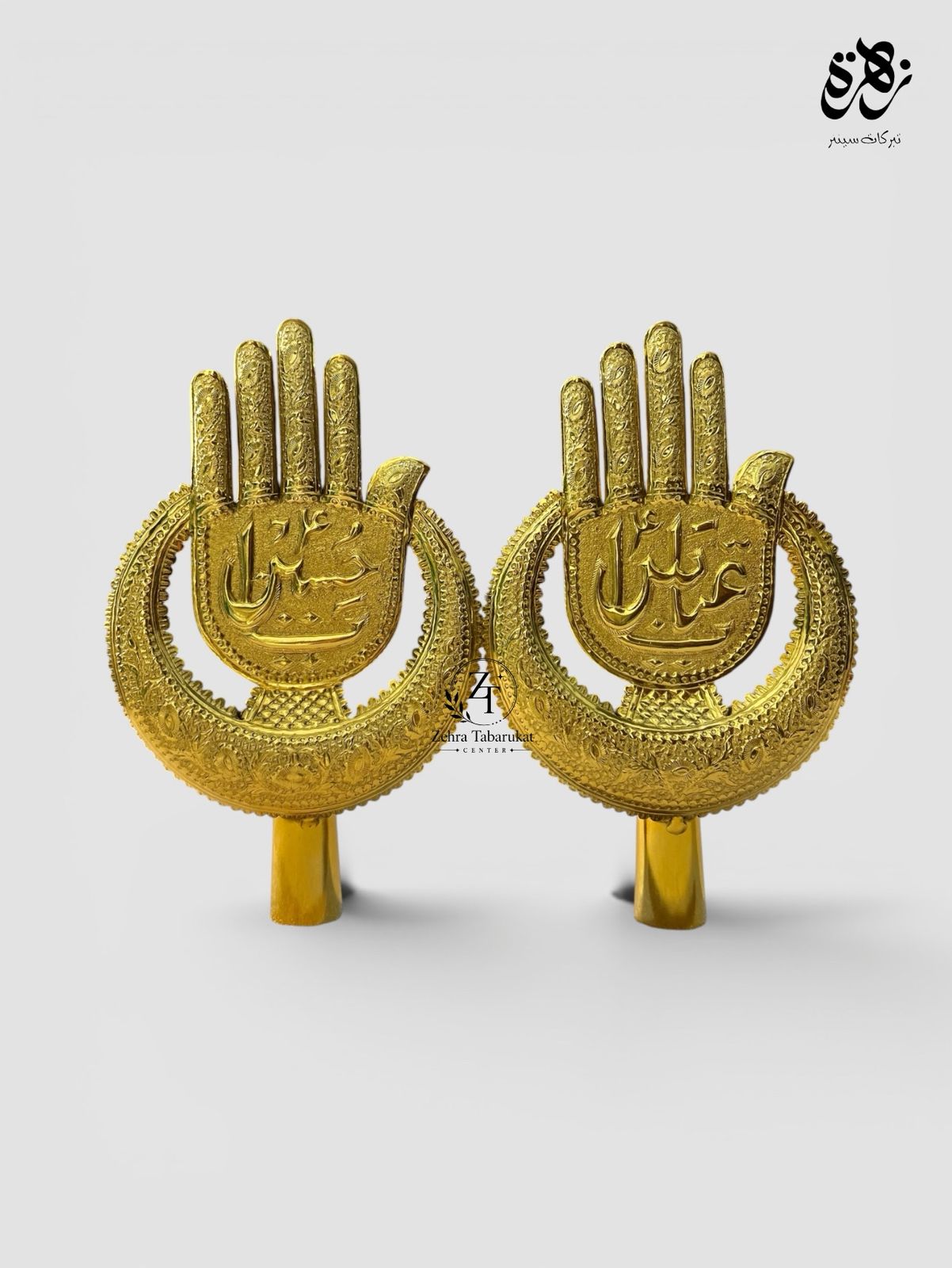 Ya Hussain a.s and Ya Abbas a.s Silver Panja with Moon Designed