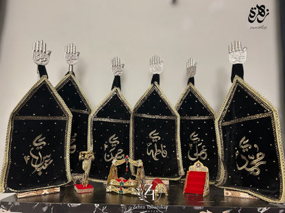 14 Masomeen (as) Hazrat Abbas (as) Azakhana Multi Color Patkay and Petal Work Panja