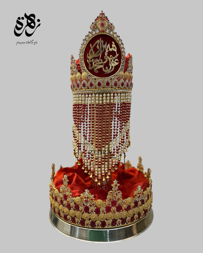 Beautiful Mehndi Shahzada Aoun o Muhammad AS | Taaj Material Kashi & Work Green Stones Tray Silver Steel