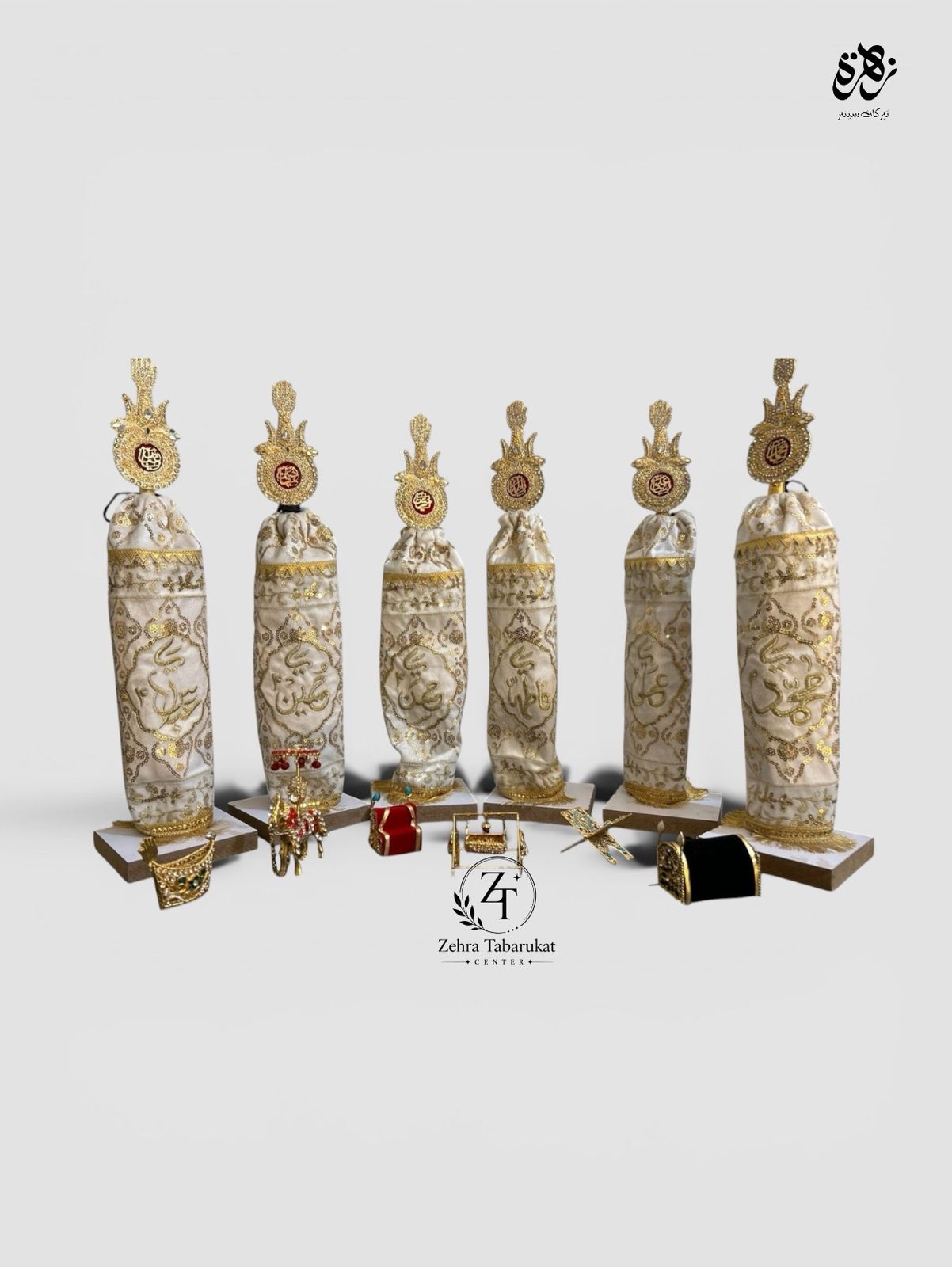 White Color Azakhana Alam Patka Punjatan Hazrat Abbas (as)