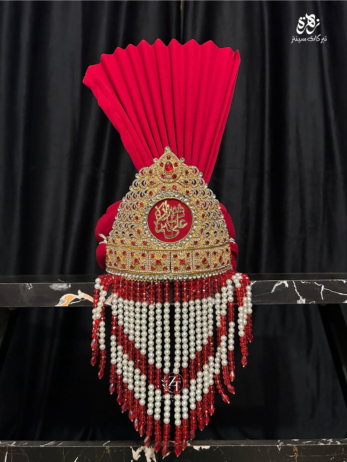 Tajj Shahzada Ali Akbar (as) with Red Pagri Sehra Crystal Beads